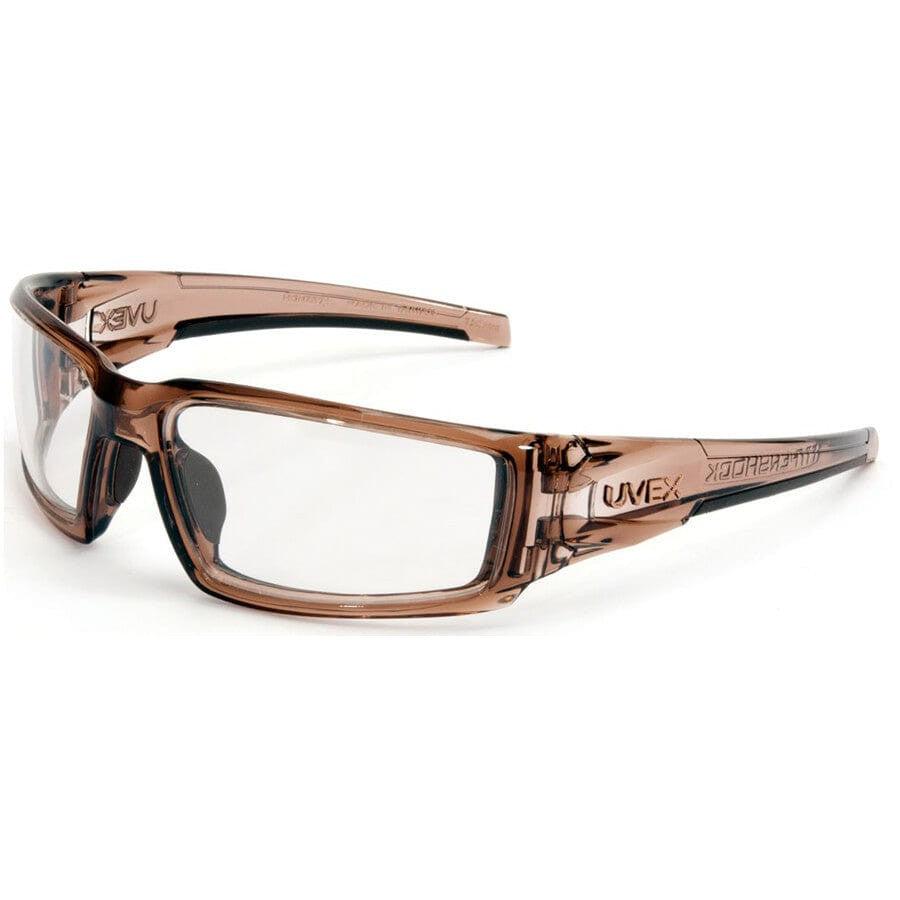 Uvex Hypershock Safety Glasses with Smoke Brown Frame and Clear Hydroshield Anti-Fog Lens