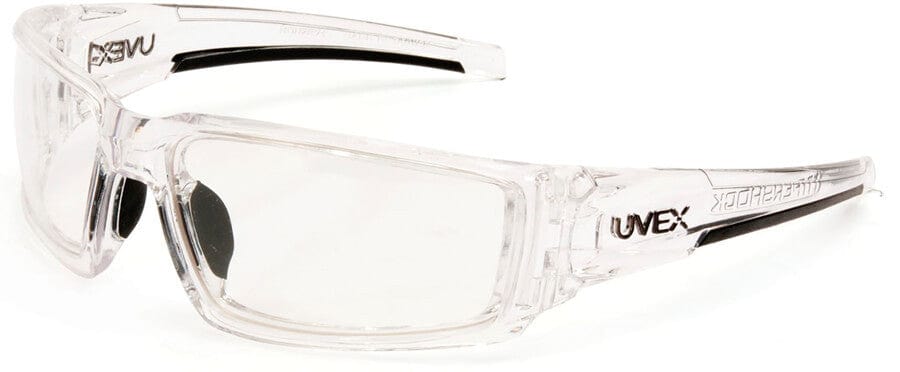 Uvex Hypershock Safety Glasses Clear Ice Frame Clear Hydroshield Anti-Fog Lens S2970HS