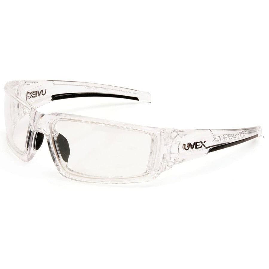 Uvex Hypershock Safety Glasses Clear Ice Frame Clear Hydroshield Anti-Fog Lens S2970HS