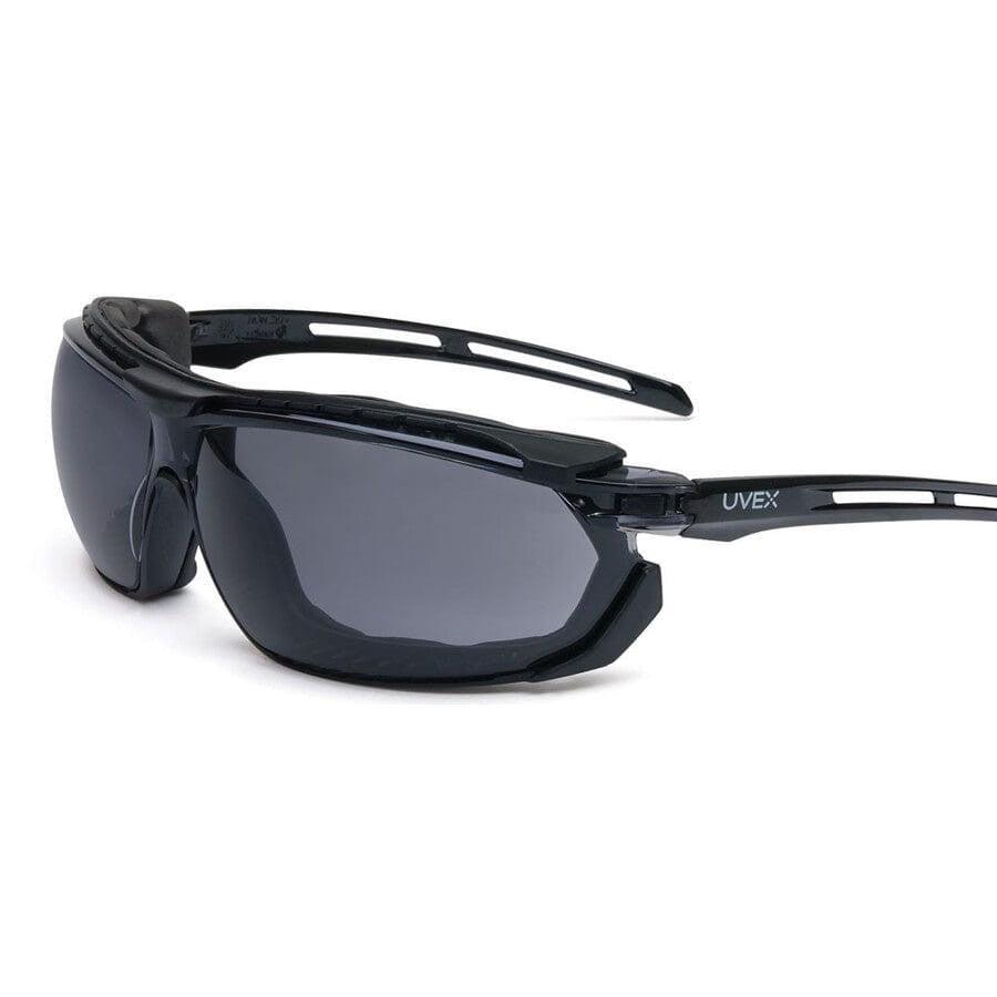 Uvex Tirade Safety Glasses/Goggle with Black Frame and Gray Anti-Fog Lens S4041