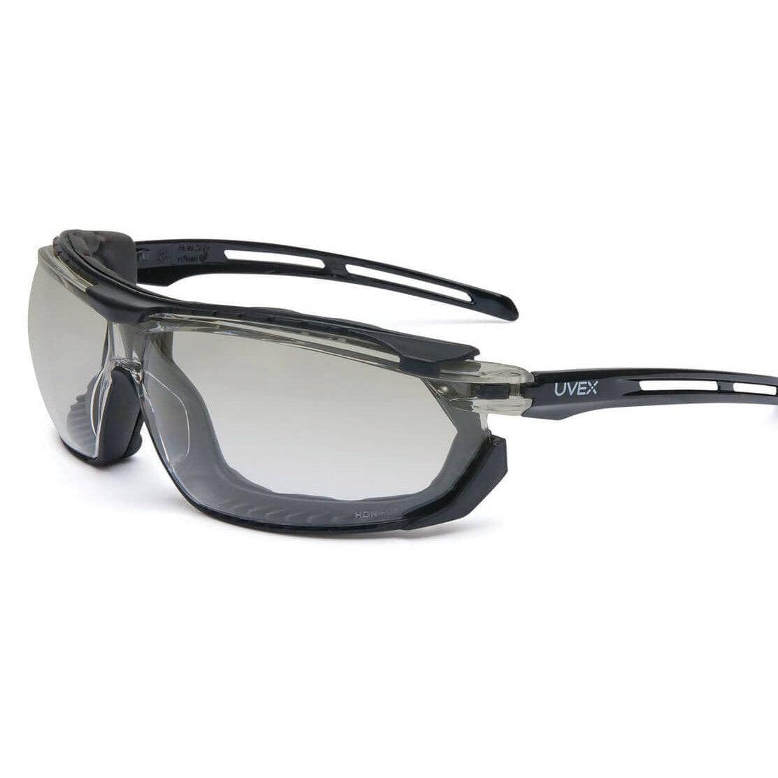 Uvex Tirade Safety Glasses/Goggle with Black Frame and Indoor/Outdoor Anti-Fog Lens S4044