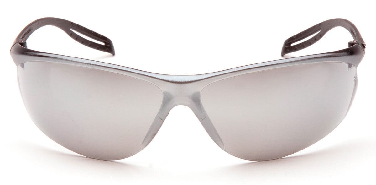Pyramex Neshoba Safety Glasses with Black Temple and Silver Mirror Lens S9770S - Front View
