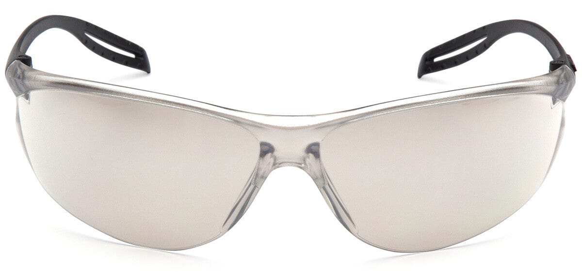 Pyramex Neshoba Safety Glasses with Black Temple and Indoor-Outdoor Mirror Lens S9780S - Front View