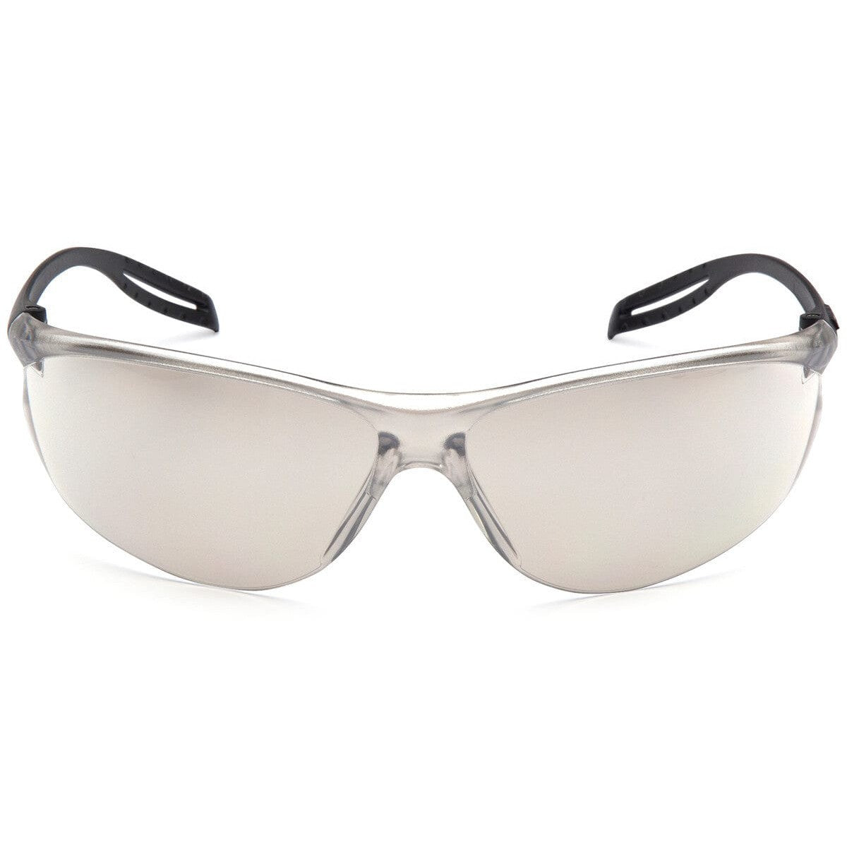 Pyramex Neshoba Safety Glasses with Black Temple and Indoor-Outdoor Mirror Lens S9780S - Front View