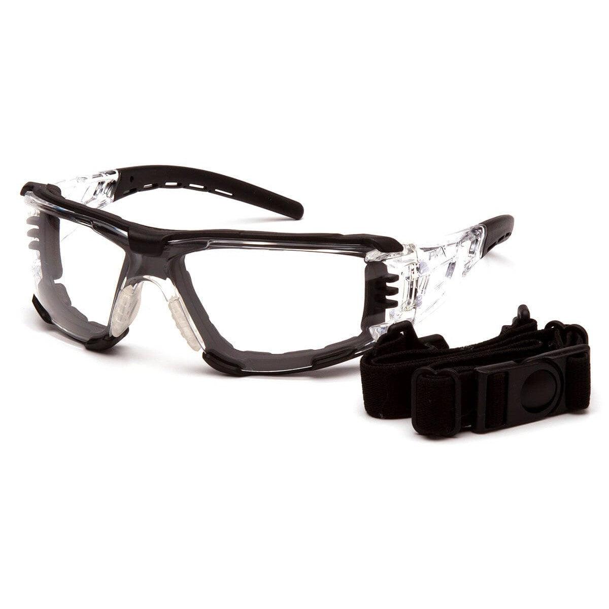 Pyramex Fyxate Foam-Padded Safety Glasses with Clear/Black Frame and Clear H2MAX Anti-Fog Lens SB10210STMFP