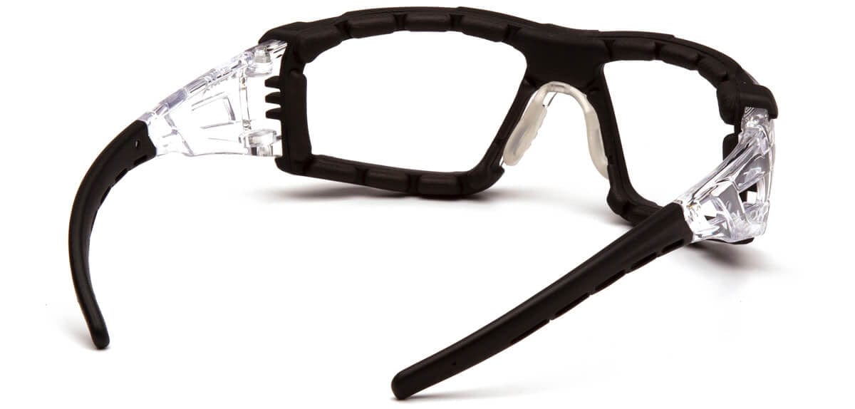Pyramex Fyxate Foam-Padded Safety Glasses with Clear/Black Frame and Clear H2MAX Anti-Fog Lens SB10210STMFP - Back View