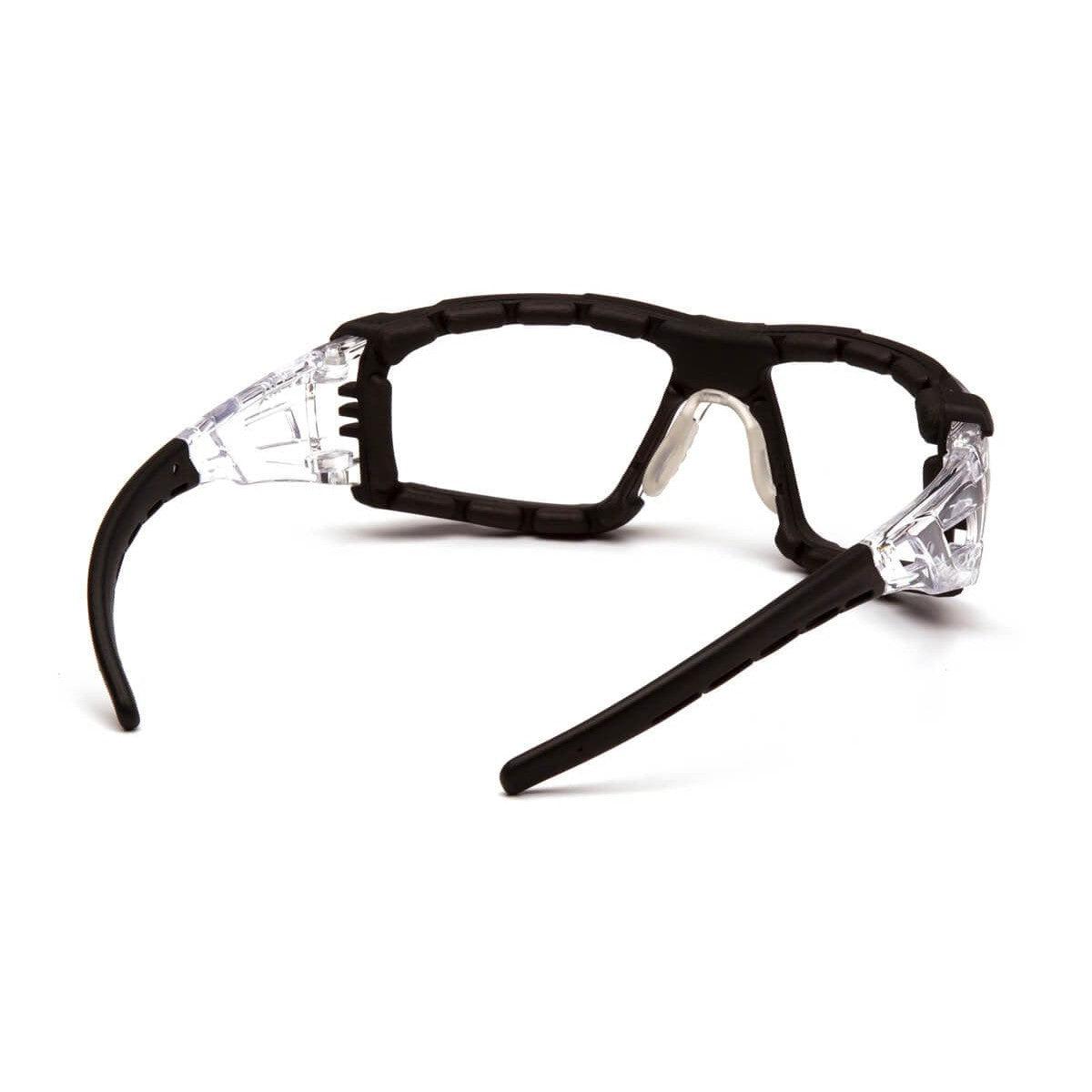 Pyramex Fyxate Foam-Padded Safety Glasses with Clear/Black Frame and Clear H2MAX Anti-Fog Lens SB10210STMFP - Back View