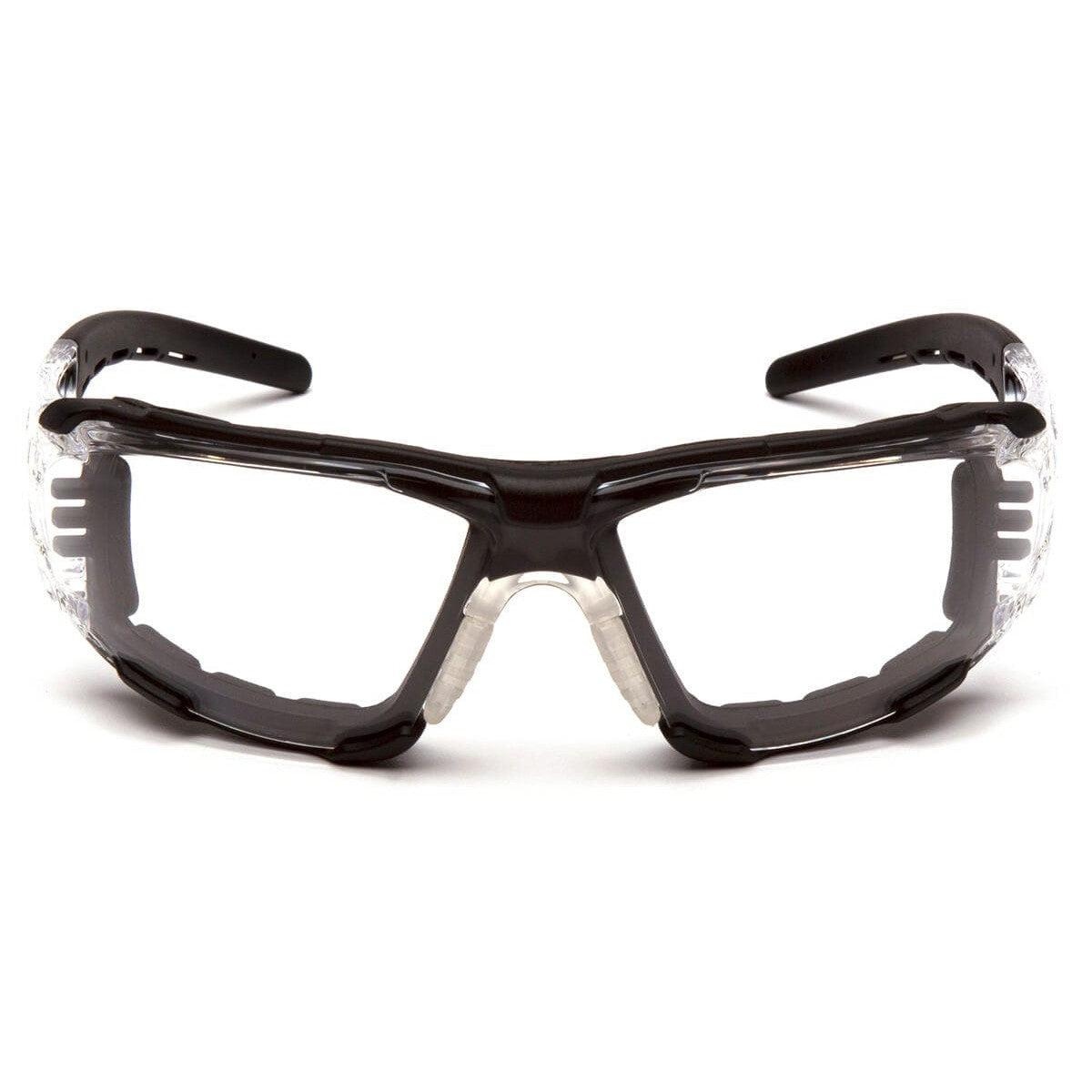 Pyramex Fyxate Foam-Padded Safety Glasses with Clear/Black Frame and Clear H2MAX Anti-Fog Lens SB10210STMFP - Front View