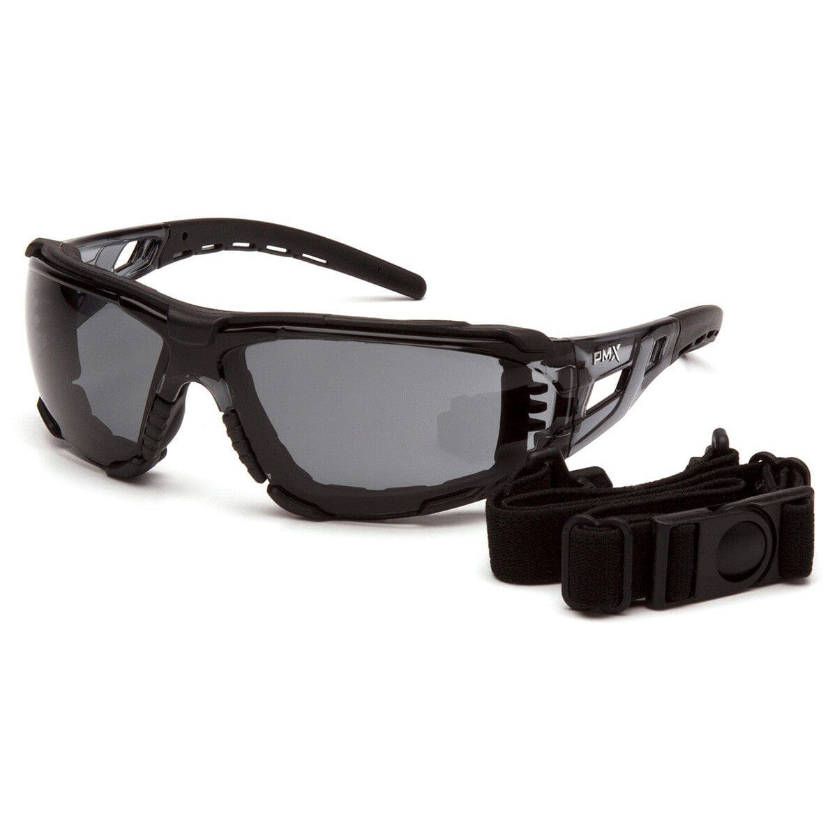 Pyramex Fyxate Foam-Padded Safety Glasses with Black Frame and Gray H2MAX Anti-Fog Lens SB10220STMFP