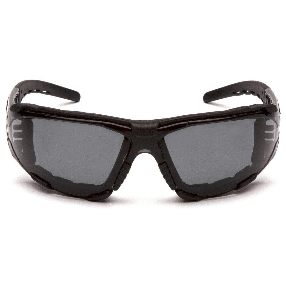 Pyramex Fyxate Foam-Padded Safety Glasses with Black Frame and Gray H2MAX Anti-Fog Lens SB10220STMFP - Front View