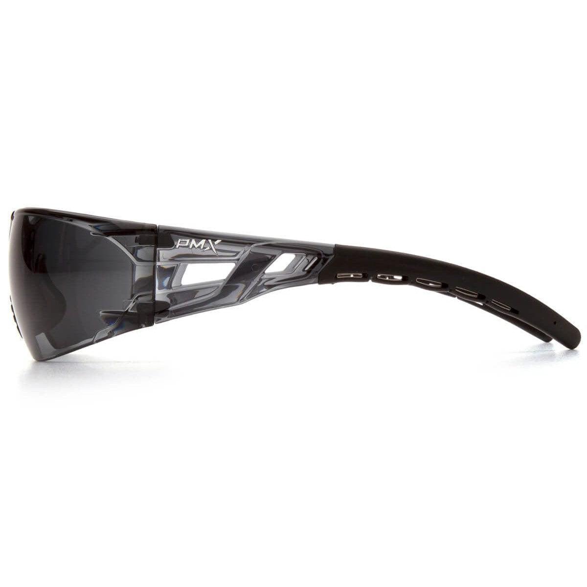 Pyramex Fyxate Safety Glasses with Black Frame and Gray H2MAX Anti-Fog Lens SB10220ST - Side View
