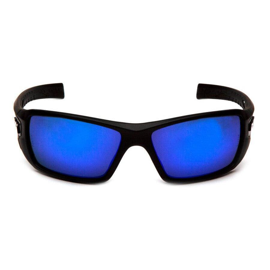 Pyramex Velar Safety Glasses with Black Frame and Ice Blue Mirror Lens - Front