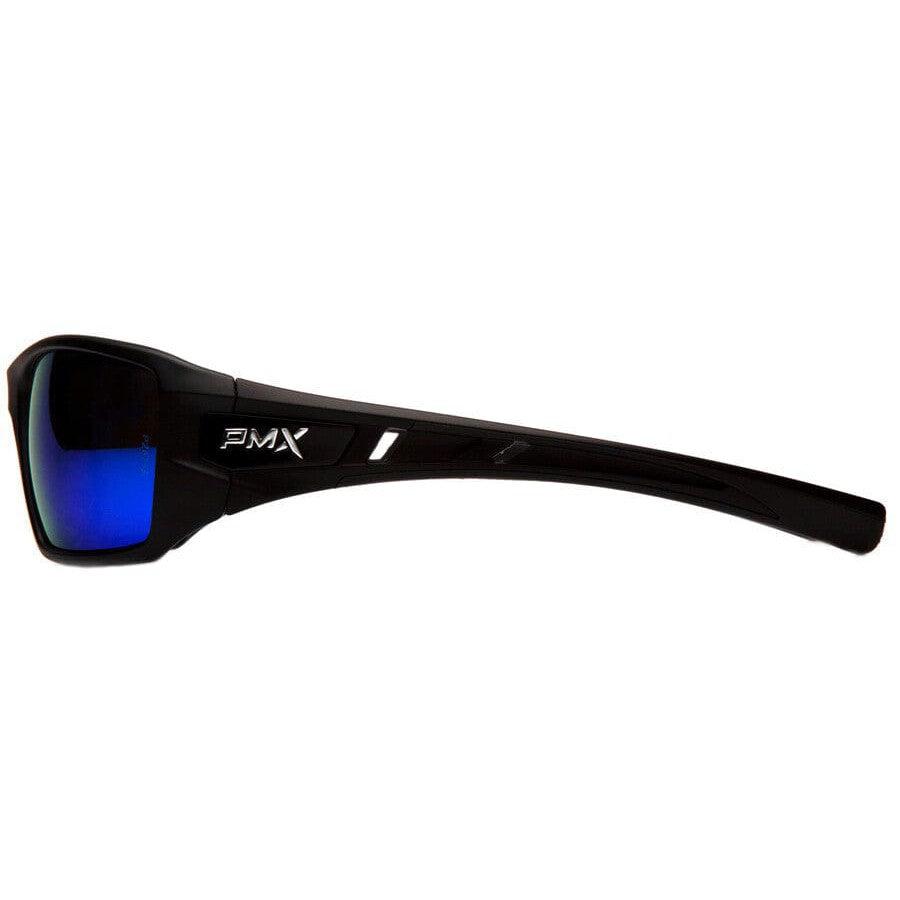 Pyramex Velar Safety Glasses with Black Frame and Ice Blue Mirror Lens - Side
