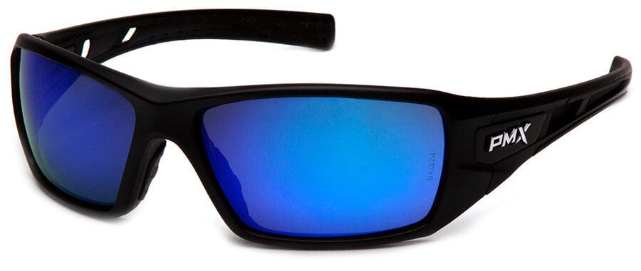 Pyramex Velar Safety Glasses with Black Frame and Ice Blue Mirror Lens SB10465D