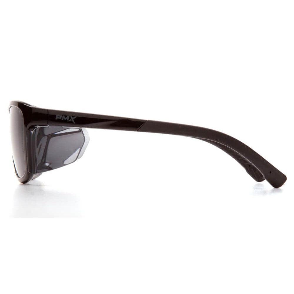 Pyramex Conaire Safety Glasses with Black Frame and Gray Lens - Side