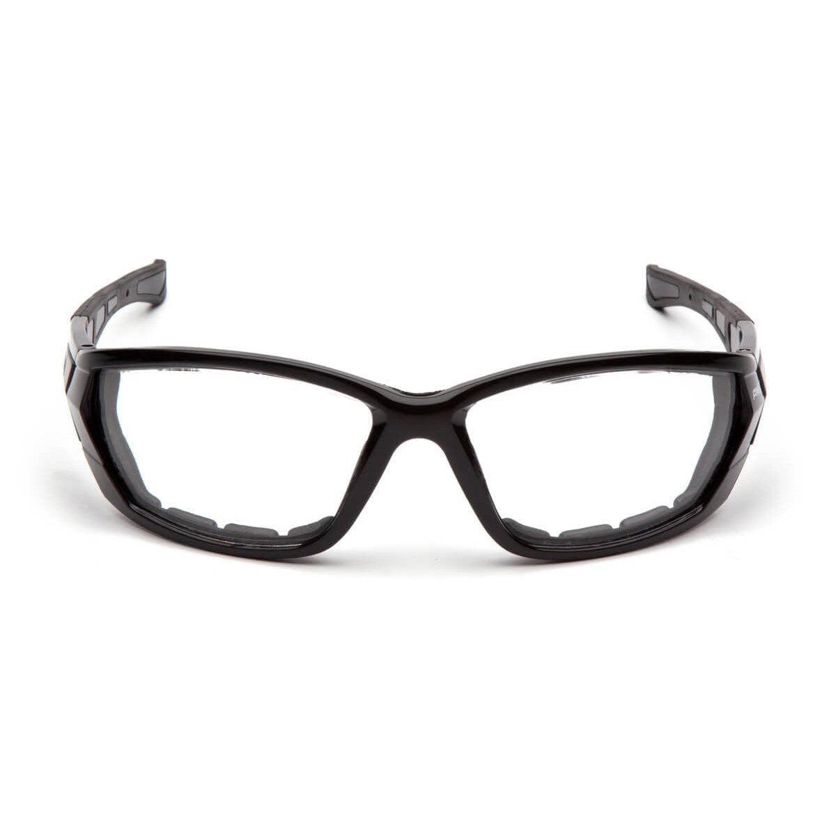 Pyramex Atrex Safety Glasses with Padded Black Frame and Clear Anti-Fog Lens SB10810DT - Front View