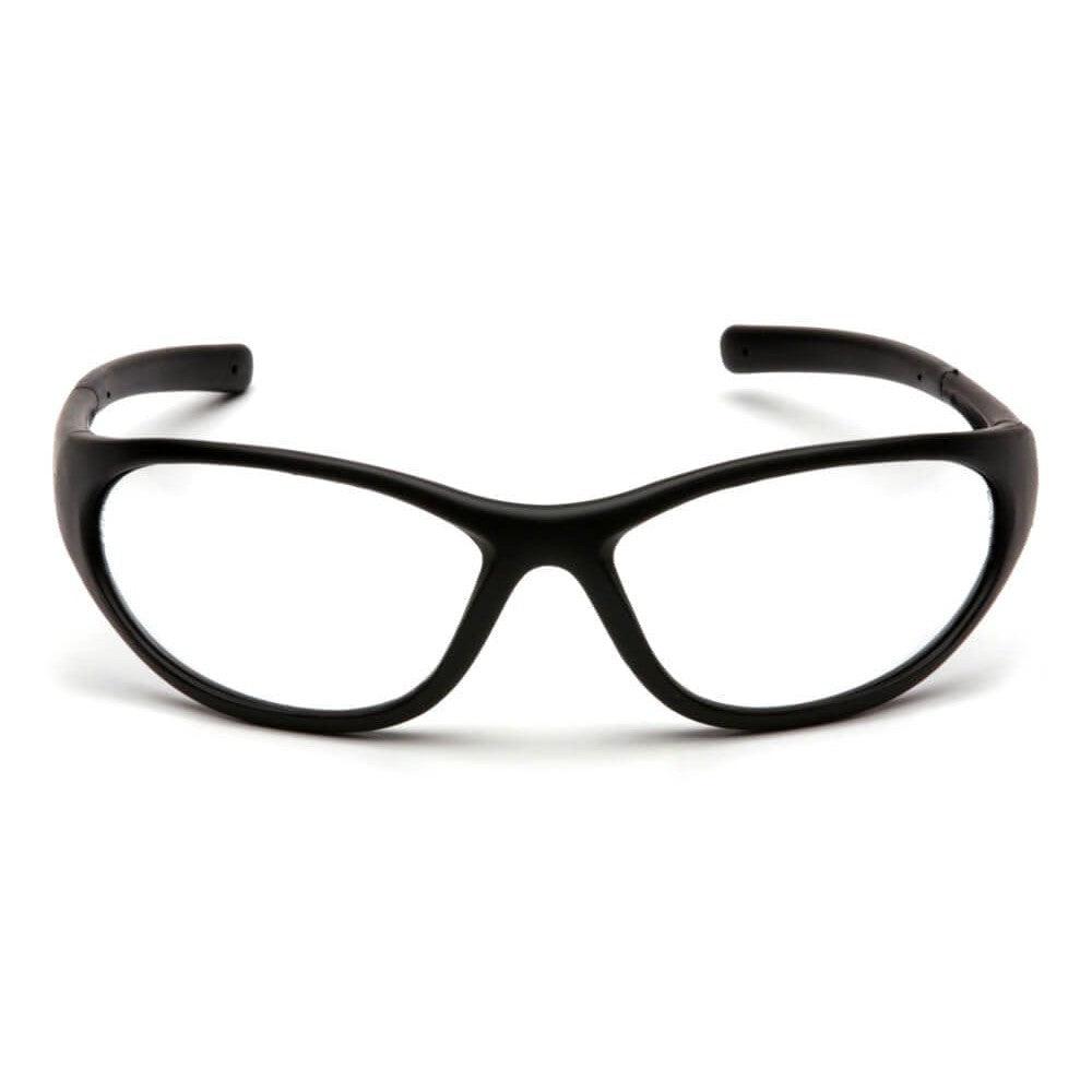 Pyramex Zone 2 Safety Glasses with Black Frame and Clear Lens - Front