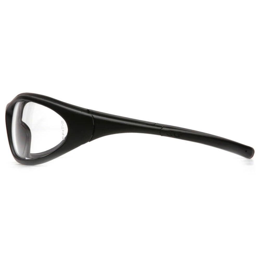 Pyramex Zone 2 Safety Glasses with Black Frame and Clear Lens - Side