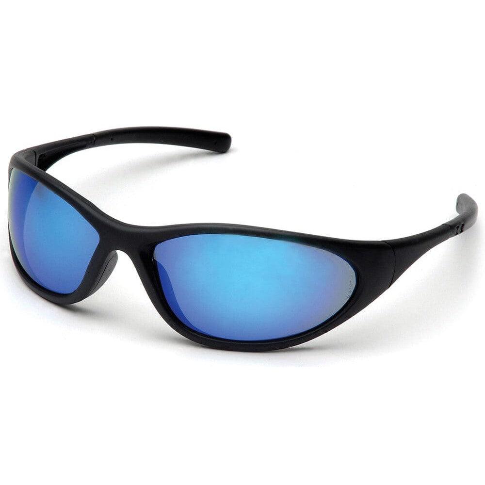 Pyramex Zone 2 Safety Glasses with Black Frame and Ice Blue Mirror Lens