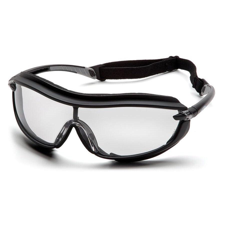 Pyramex XS3 Plus Safety Glasses with Black Padded Frame and Clear Anti-Fog Lens
