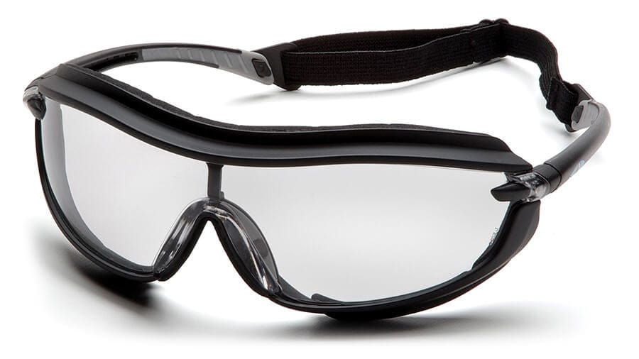 Pyramex XS3 Plus Safety Glasses with Black Padded Frame and Clear Anti-Fog Lens