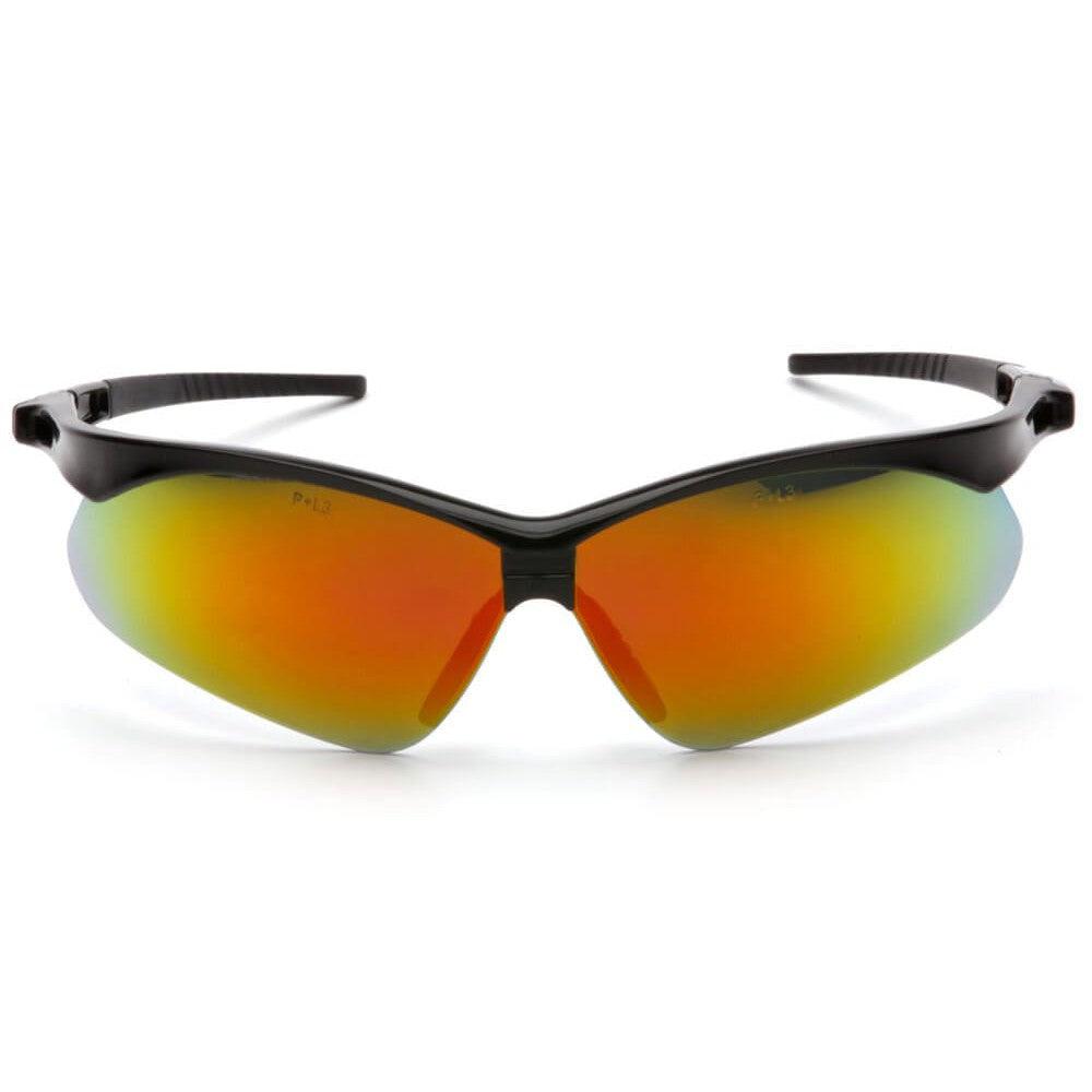 Pyramex PMXtreme Safety Glasses with Black Frame and Ice Orange Mirror Lens - Front