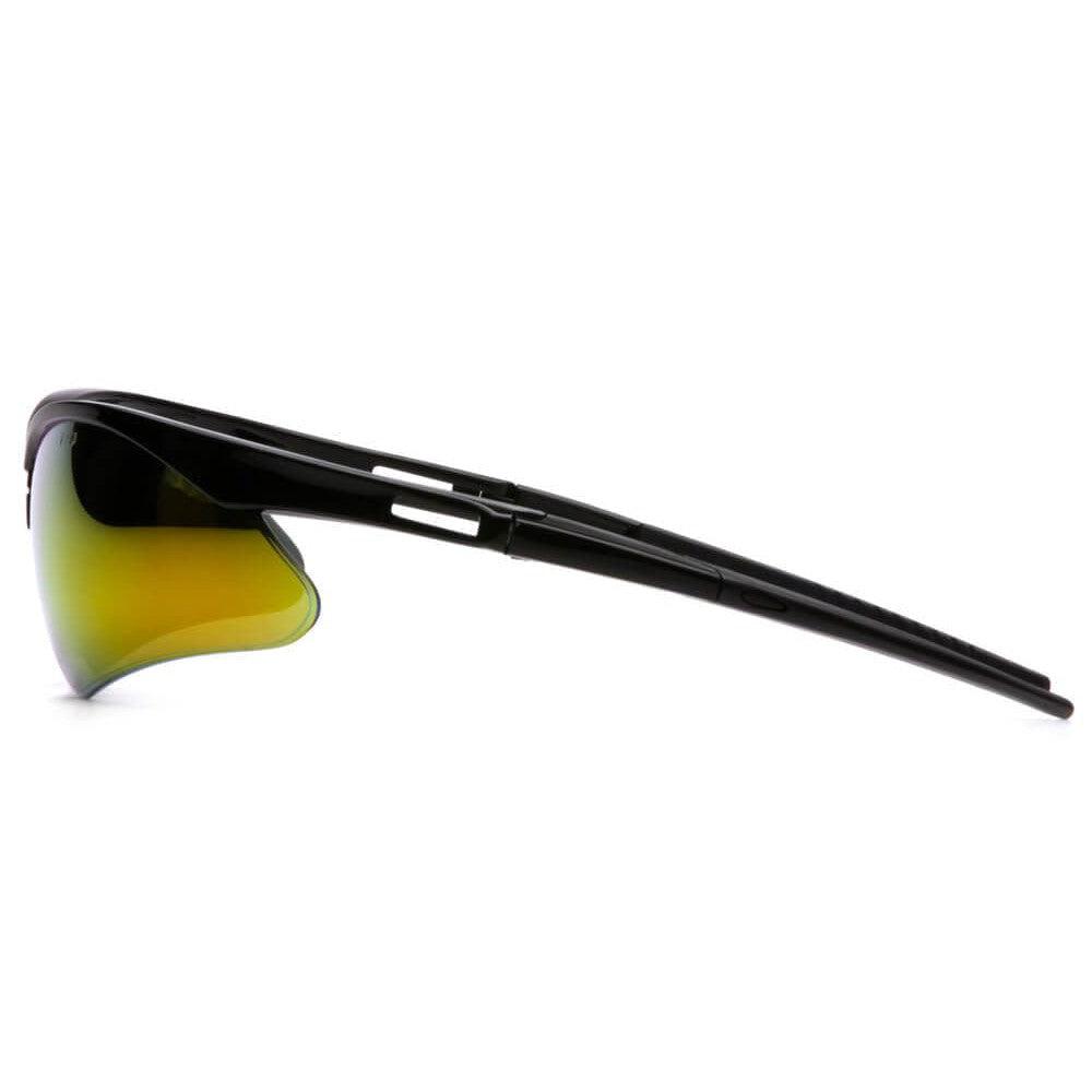 Pyramex PMXtreme Safety Glasses with Black Frame and Ice Orange Mirror Lens - Side