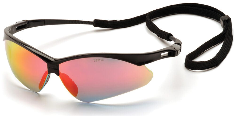 Pyramex PMXtreme Safety Glasses with Black Frame and Ice Orange Mirror Lens