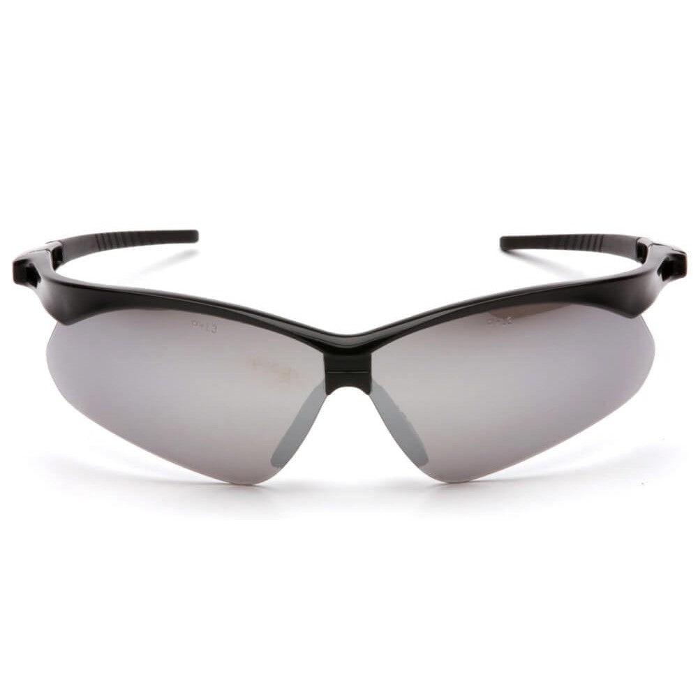 Pyramex PMXtreme Safety Glasses with Black Frame and Silver Mirror Lens - Front