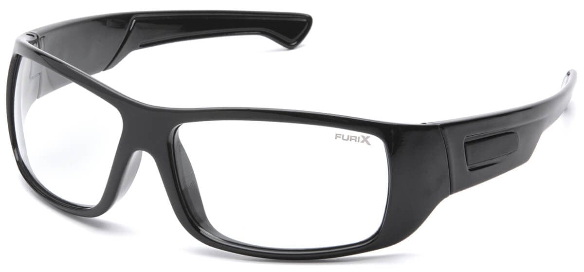 Pyramex Furix Safety Glasses with Black Frame and Clear Anti-Fog Lens SB8510DT