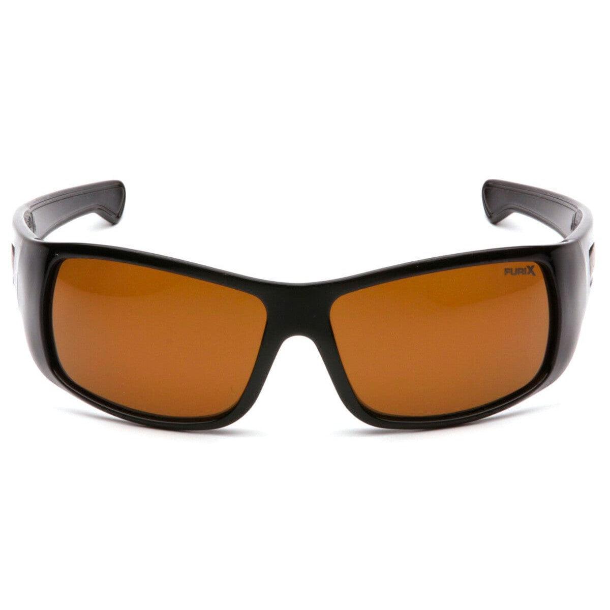 Pyramex Furix Safety Glasses with Black Frame and Coffee Anti-Fog Lens SB8515DT - Front View