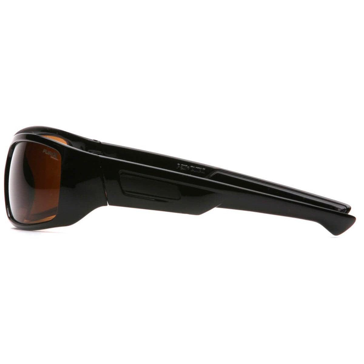 Pyramex Furix Safety Glasses with Black Frame and Coffee Anti-Fog Lens SB8515DT - Side View