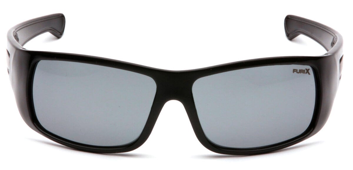 Pyramex Furix Safety Glasses with Black Frame and Gray Anti-Fog Lens SB8520DT - Front View