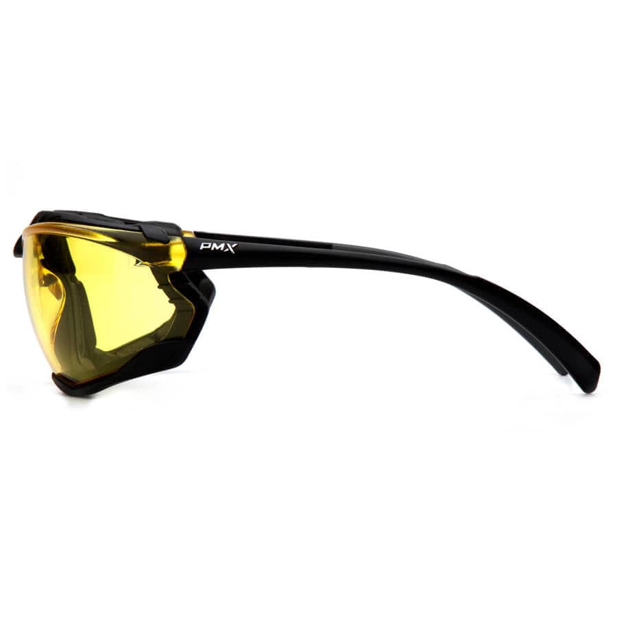 Pyramex Proximity Safety Glasses with Black Frame and Amber Lens - Side
