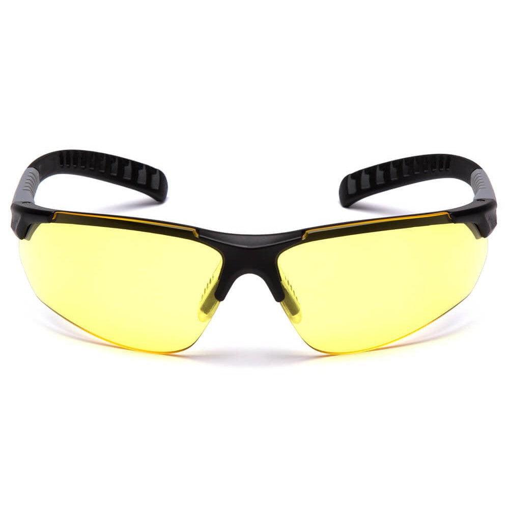 Pyramex Sitecore SBG10130D Safety Glasses with Black Frame and Amber Lens - Front