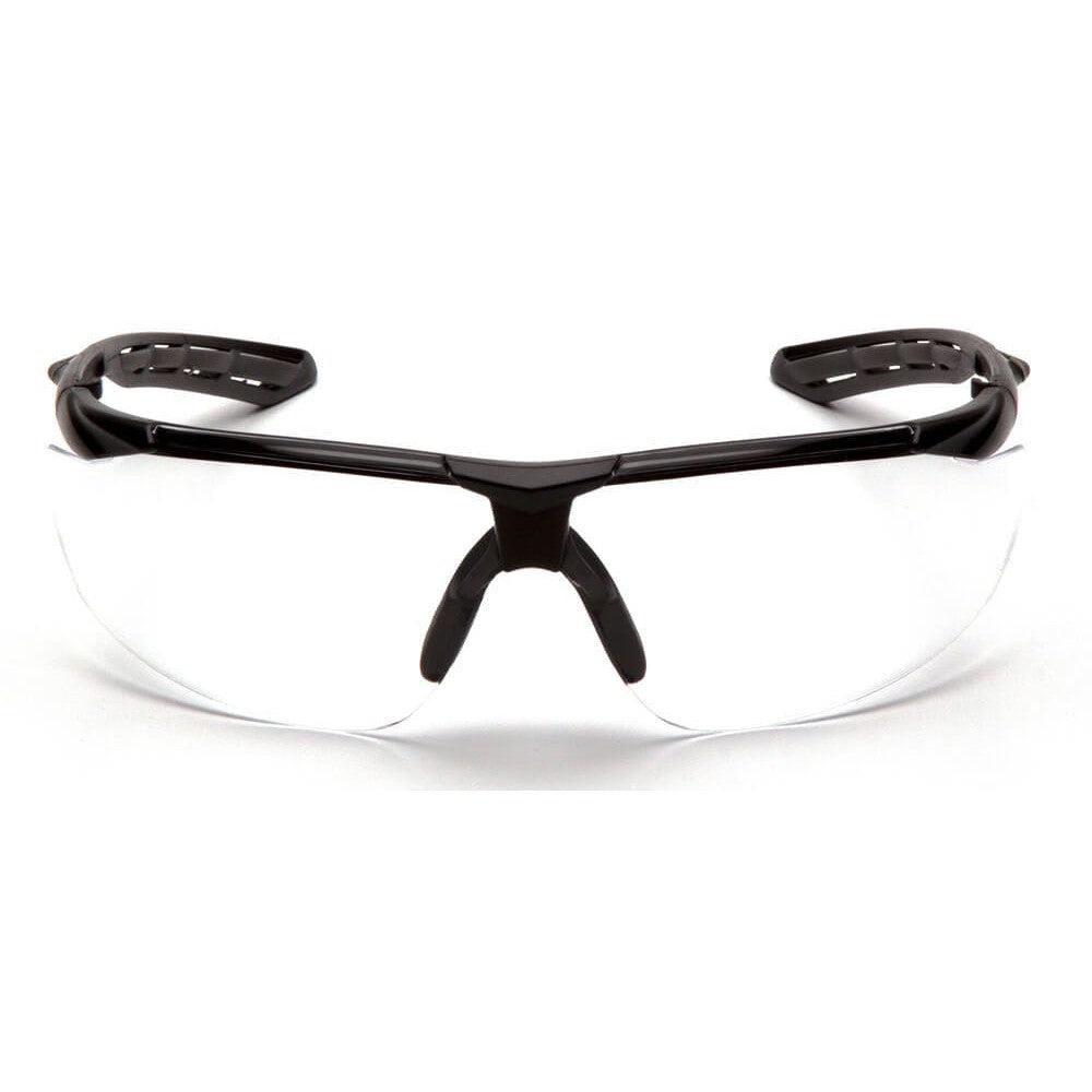 Pyramex Flex-Lyte Safety Glasses with Black/Gray Frame and Clear Lens - Front View