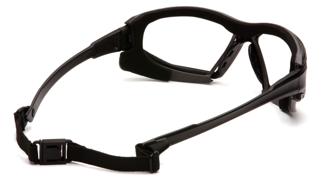 yramex Highlander Plus Safety Glasses Black Foam-Lined Frame Clear Anti-Fog Lens SBG5010DT Back