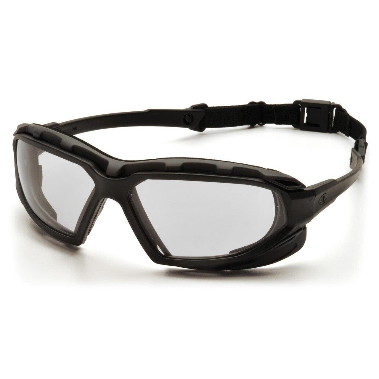 yramex Highlander Plus Safety Glasses Black Foam-Lined Frame Clear Anti-Fog Lens SBG5010DT