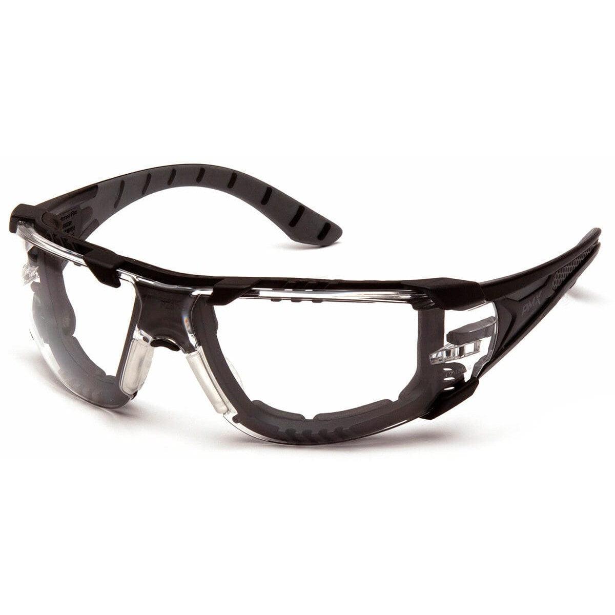 Pyramex Endeavor Plus Foam-Padded Safety Glasses with Black/Gray Temples and Clear H2MAX Anti-Fog Lens SBG9610STMFP