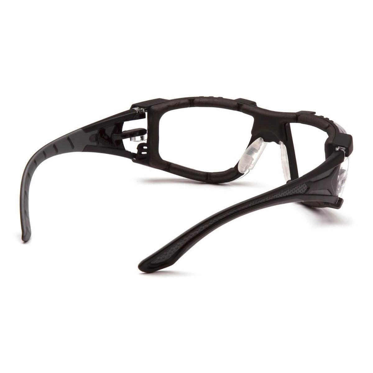 Pyramex Endeavor Plus Foam-Padded Safety Glasses with Black/Gray Temples and Clear H2MAX Anti-Fog Lens - Back View