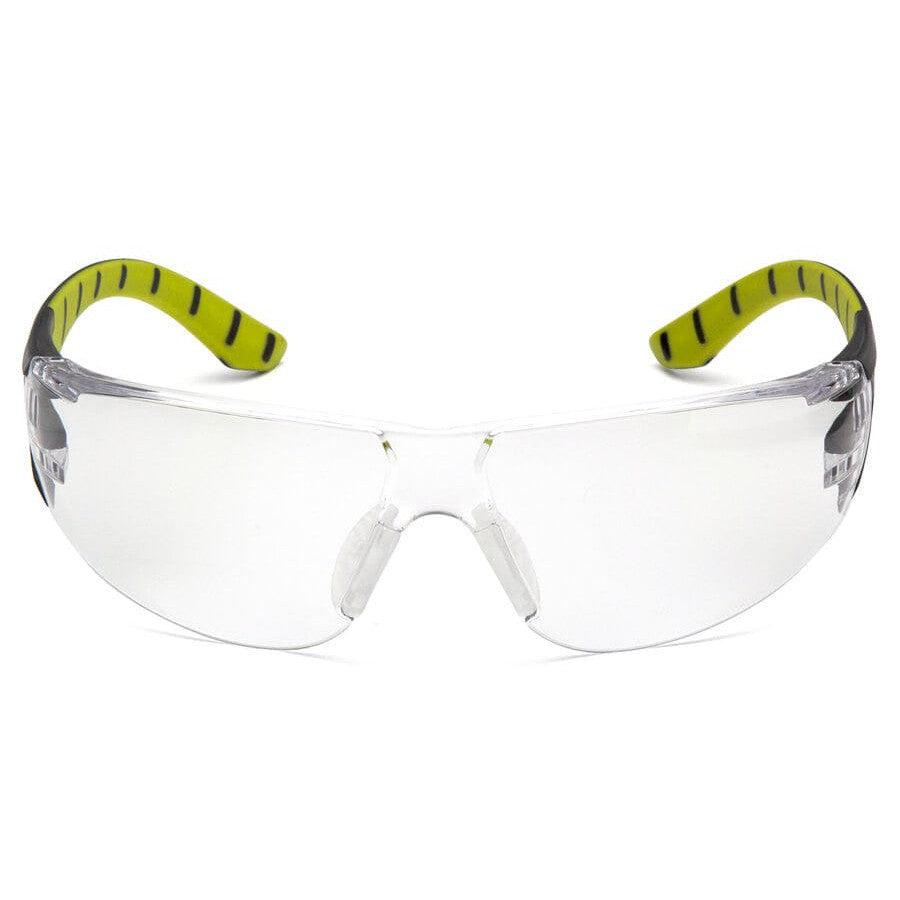 Pyramex Endeavor Plus Safety Glasses with Black/Green Temples and Clear Lens - Front