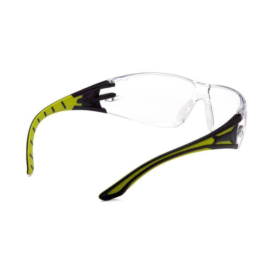 Pyramex Endeavor Plus Safety Glasses with Black/Green Temples and Clear Anti-Fog Lens SBGR9610ST - Back View