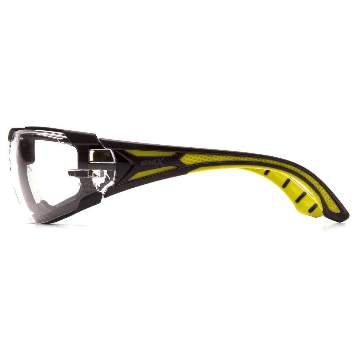 Pyramex Endeavor Plus Foam-Padded Safety Glasses with Black/Green Temples and Clear H2MAX Anti-Fog Lens SBGR9610STMFP - Side View