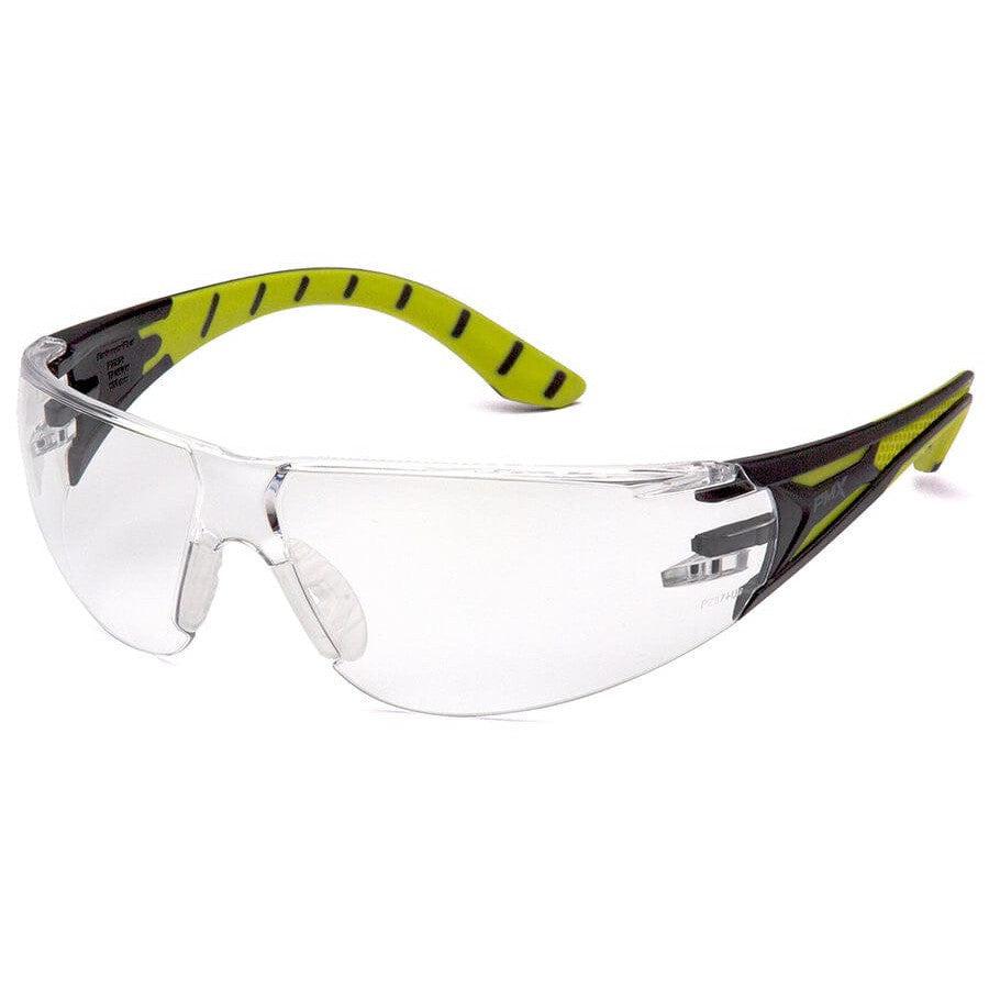 Pyramex Endeavor Plus Safety Glasses with Black/Green Temples and Clear Anti-Fog Lens SBGR9610ST