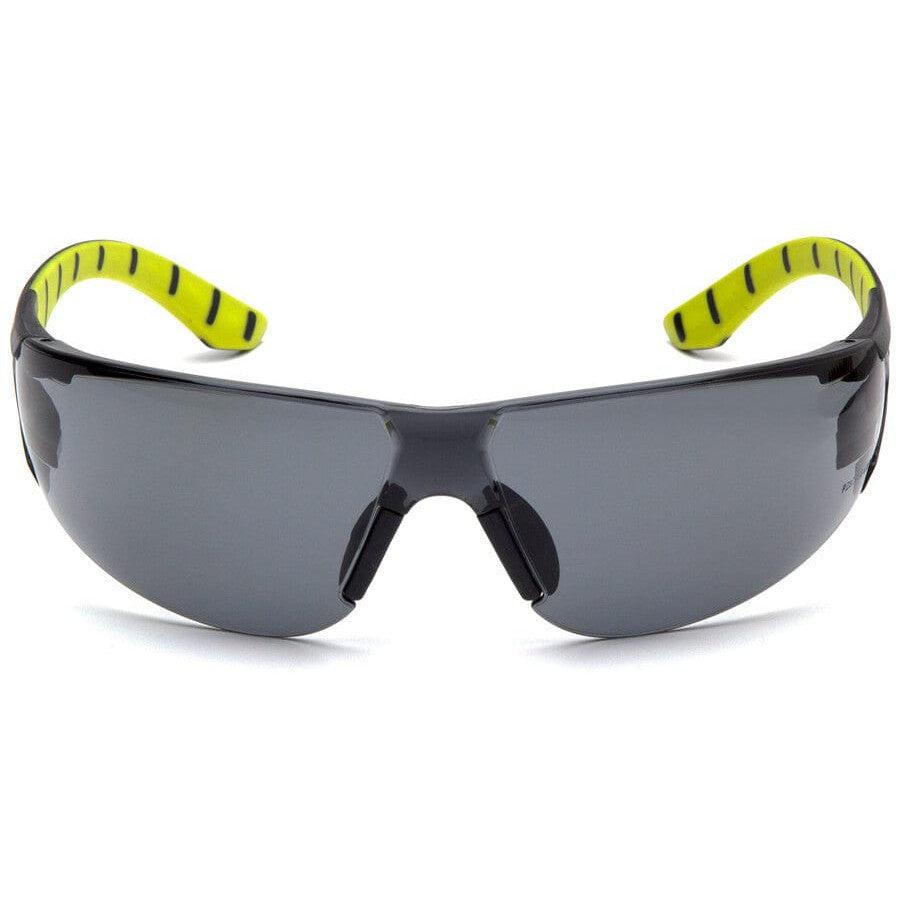 Pyramex Endeavor Plus Safety Glasses with Black/Green Temples and Gray Lens - Front