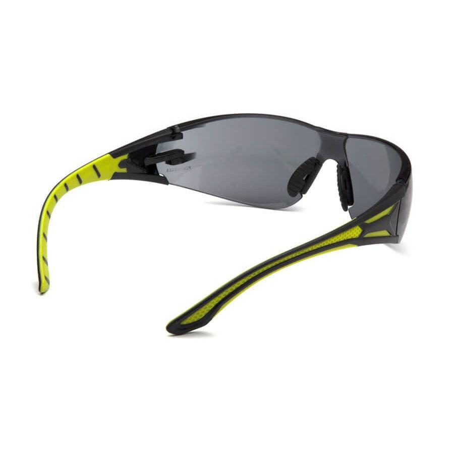 Pyramex Endeavor Plus Safety Glasses with Black/Green Temples and Gray Lens - Back