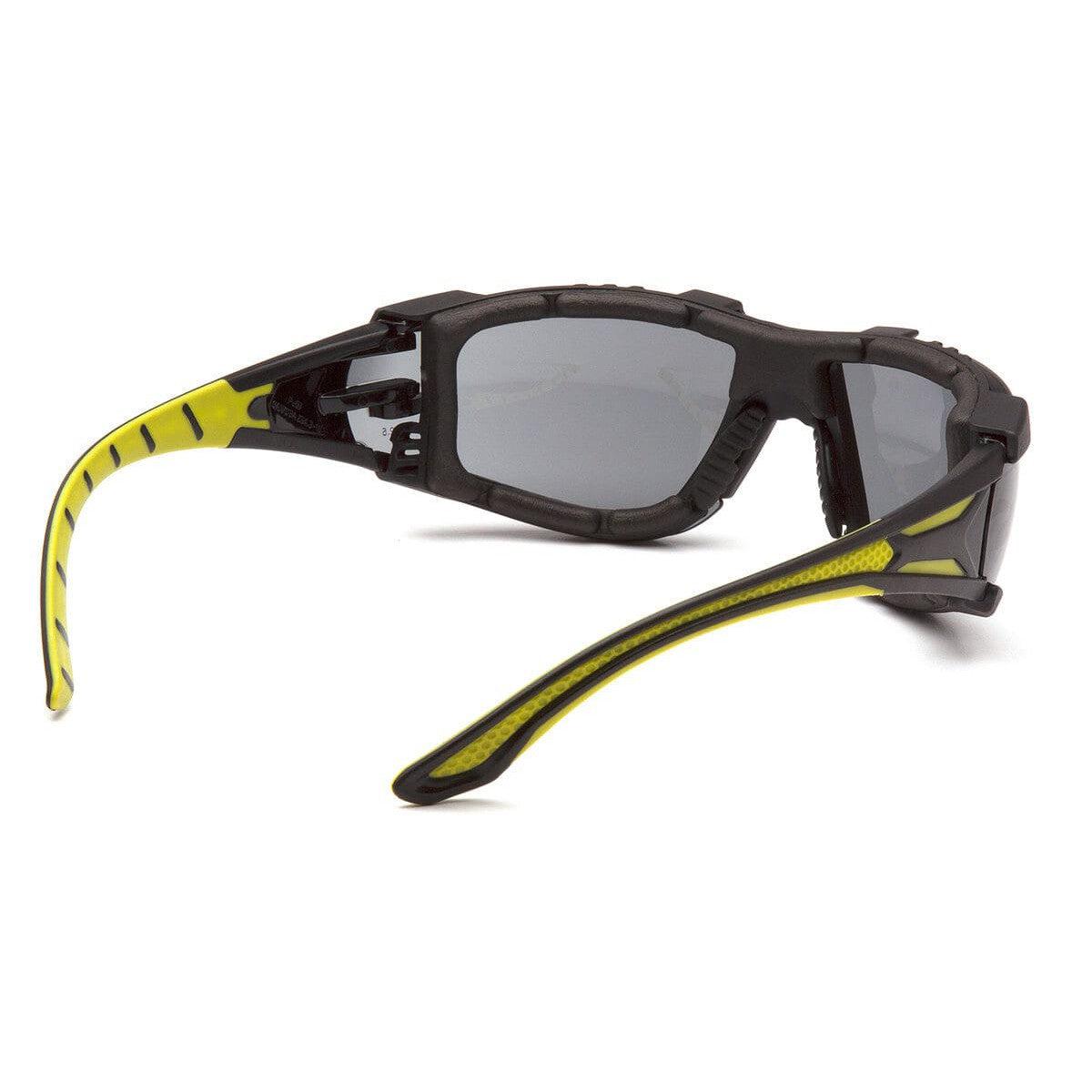 Pyramex Endeavor Plus Foam-Padded Safety Glasses with Black/Green Temples and Gray H2MAX Anti-Fog Lens SBGR9620STMFP - Back View