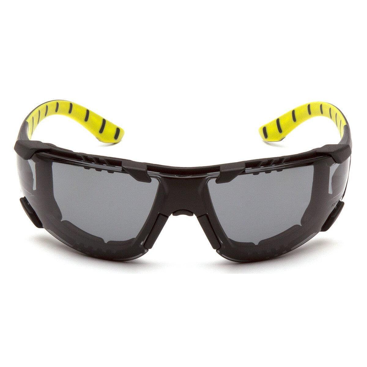 Pyramex Endeavor Plus Foam-Padded Safety Glasses with Black/Green Temples and Gray H2MAX Anti-Fog Lens SBGR9620STMFP - Front View