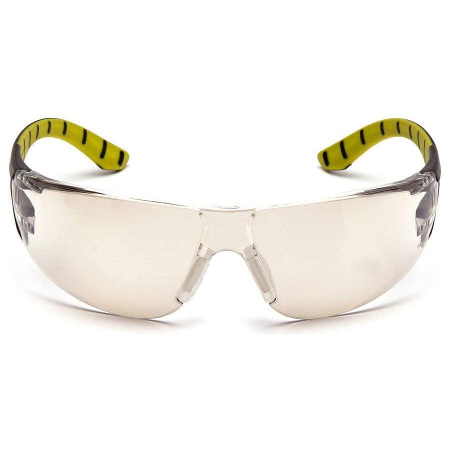 Pyramex Endeavor Plus Safety Glasses with Black/Green Temples and Indoor-Outdoor Lens - Front