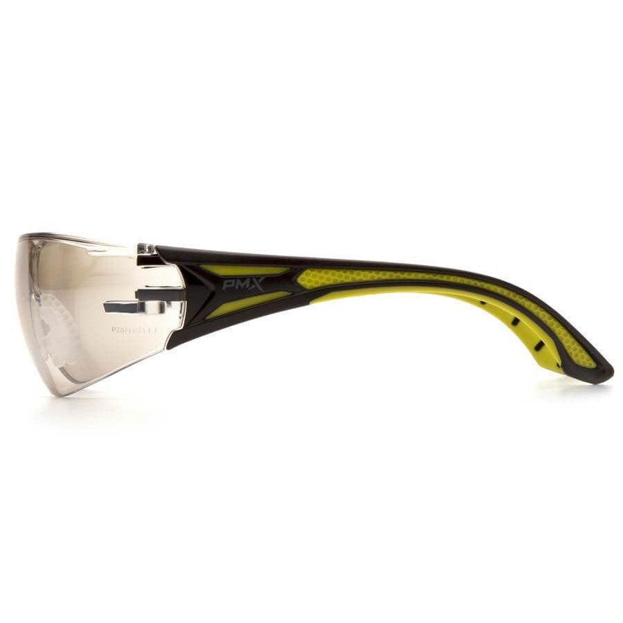 Pyramex Endeavor Plus Safety Glasses with Black/Green Temples and Indoor-Outdoor Lens - Side